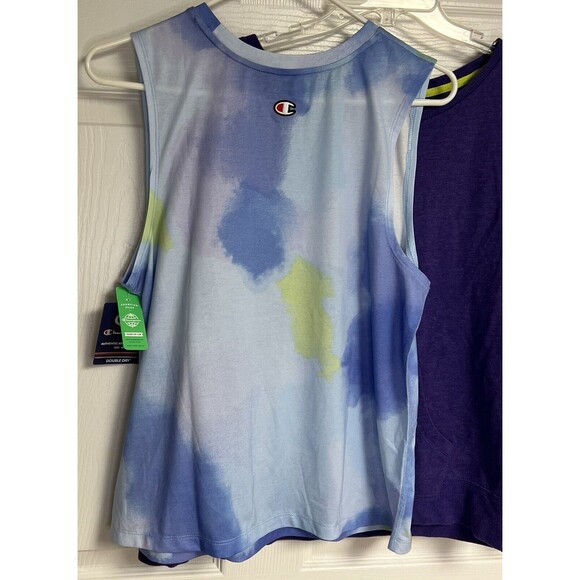 Lot 2 Womens Tank And Sweatshirt Blue Purple Green Workout Bike Pocket - Picture 2 of 14
